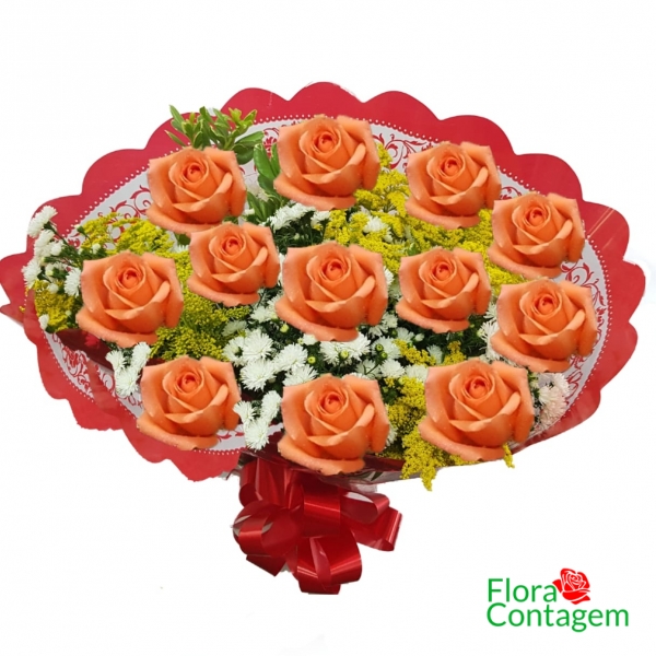Buquê 12 Rosas Rosas