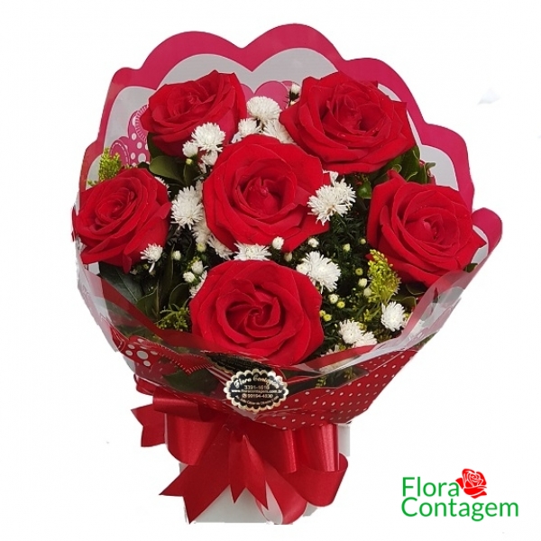 Buquê 6 Rosas Vermelhas